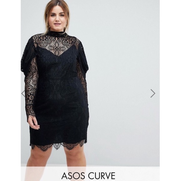 ASOS Dresses & Skirts - ASOS CURVE Lace Drape Sleeve Mini Dress